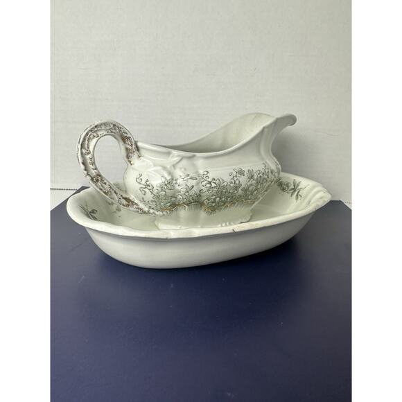 John Edwards Porcelaine de Terre Oval Serving Dish And Gravy Boat England - Picture 1 of 11